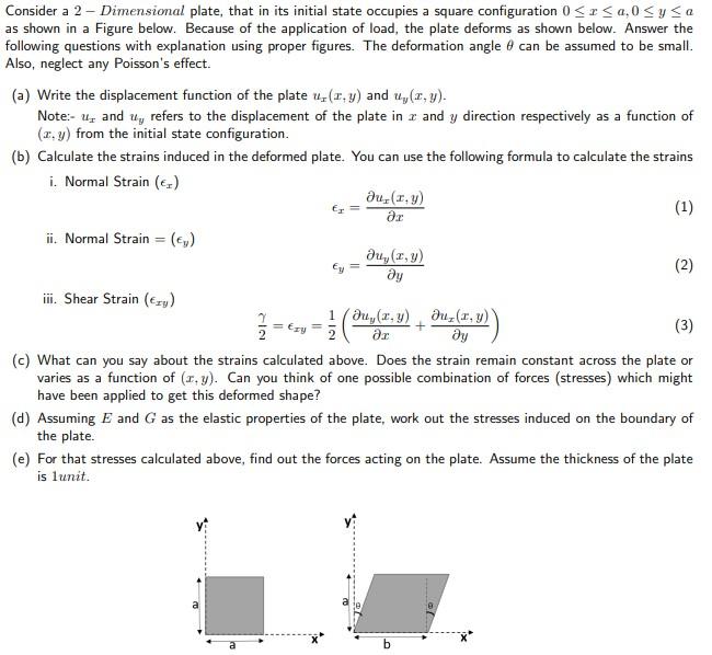 Solved Ex ar Consider a 2 - Dimensional plate, that in its | Chegg.com