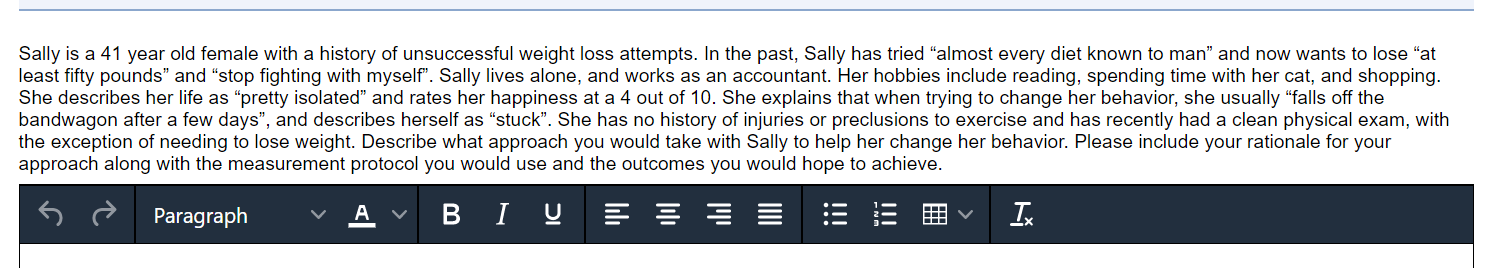 Solved Sally is a 41 year old female with a history of | Chegg.com
