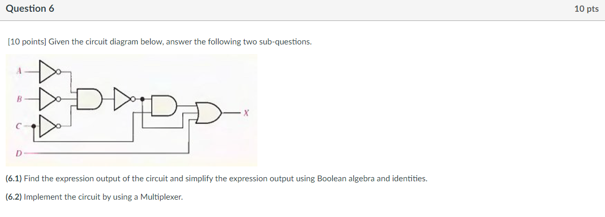 Solved Question 6 10 pts [10 points] Given the circuit | Chegg.com