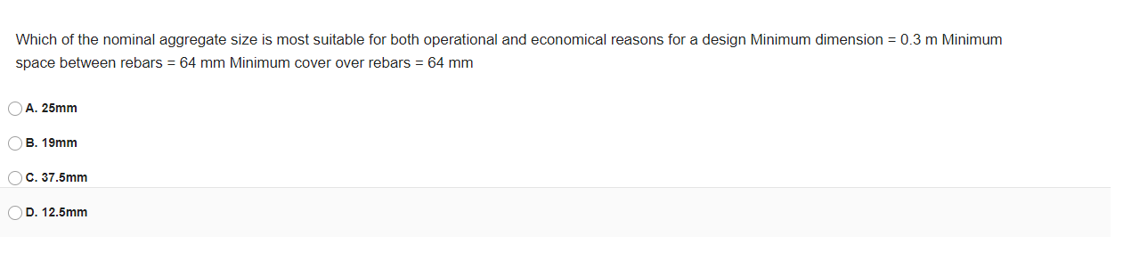 Solved Which of the nominal aggregate size is most suitable | Chegg.com