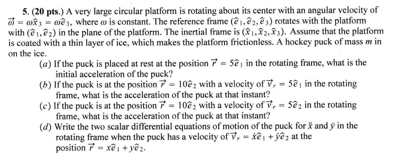 Solved 5 Pts A Very Large Circular Platform Is Rot Chegg Com