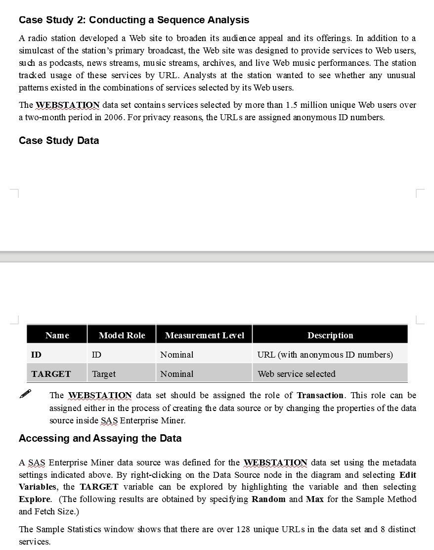 Case Study 2: Conducting a Sequence Analysis A radio | Chegg.com
