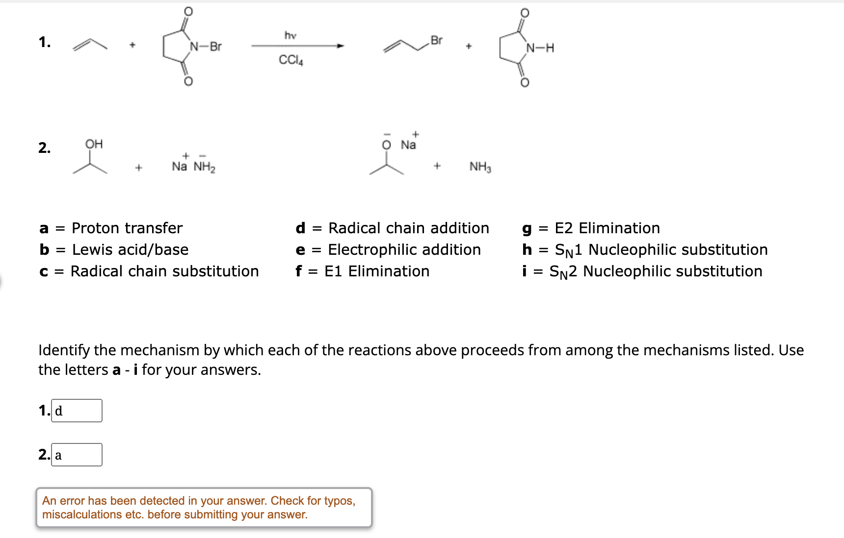 Solved Identify the mechanism by which each of the reactions | Chegg.com