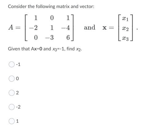 Solved Consider the following matrix and vector: 21 1 A= -2 | Chegg.com