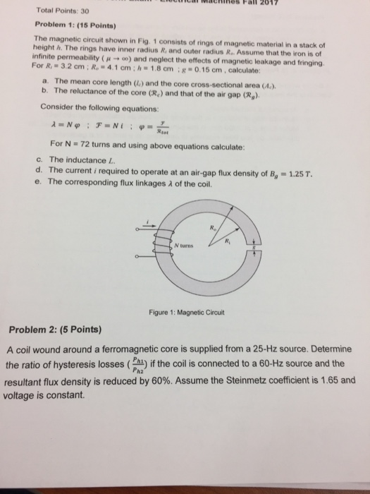 Solved Total Points:30 Problem 1: (15 Points) The magnetic | Chegg.com