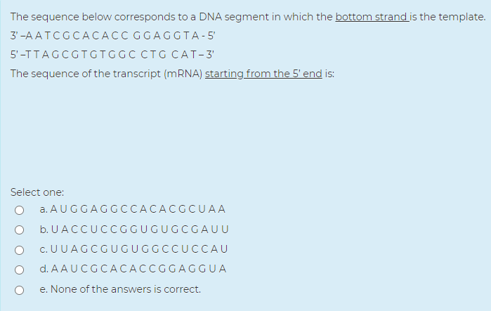 Solved The sequence below corresponds to a DNA segment in | Chegg.com
