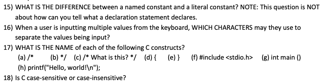 Solved WHAT IS THE DIFFERENCE between a named constant and a | Chegg.com