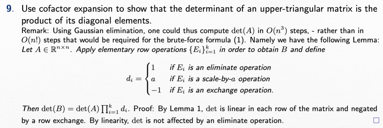 Solved Use cofactor expansion to show that the determinant Chegg