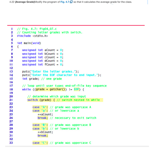 Solved 4.22 (Average Grade)Modify the program of Fig.4.7Dso | Chegg.com