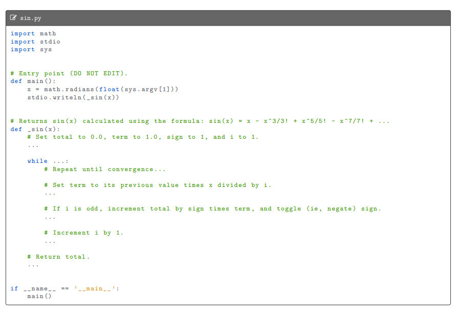 Solved Exercise 2. (Sine Function) Implement the function | Chegg.com