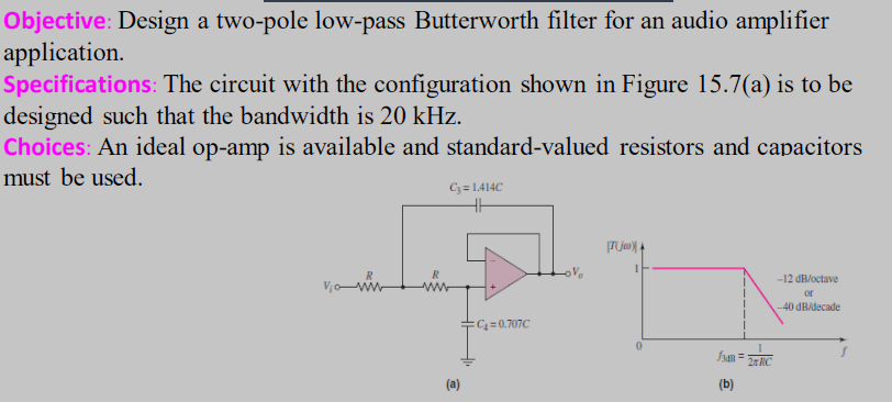 Solved Objective Design A Two Pole Low Pass Butterworth 