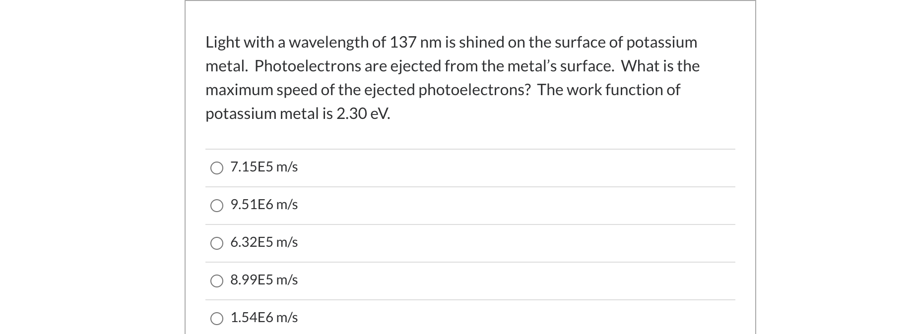 Solved Light with a wavelength of 137 nm is shined on the | Chegg.com