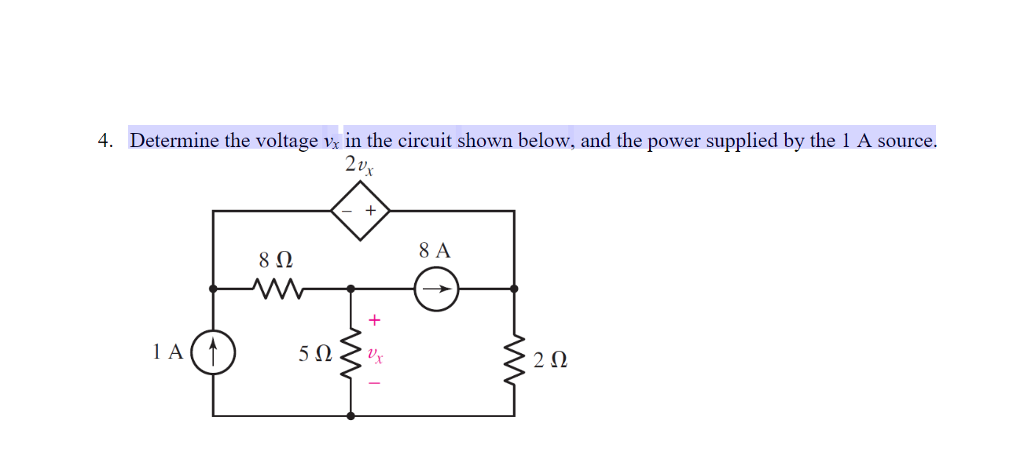 Solved 4. Determine The Voltage Vx In The Circuit Shown | Chegg.com