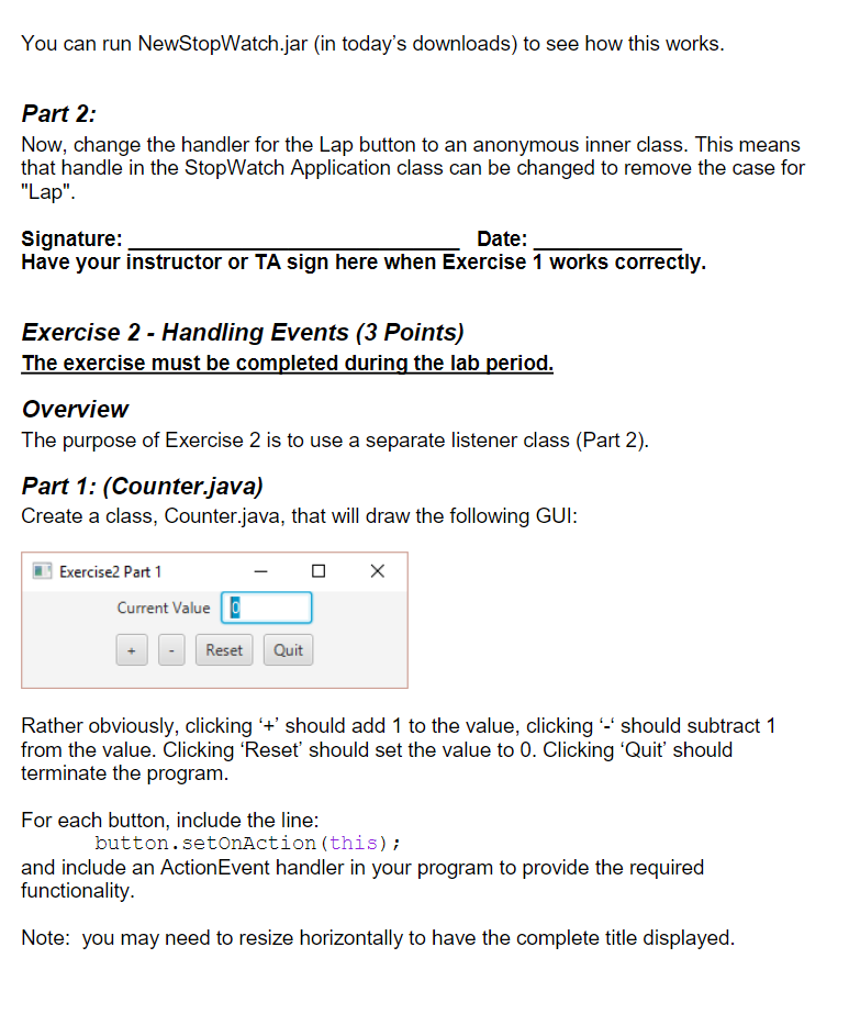 Lab 02 Handling Events, Menus & Text Areas Stop