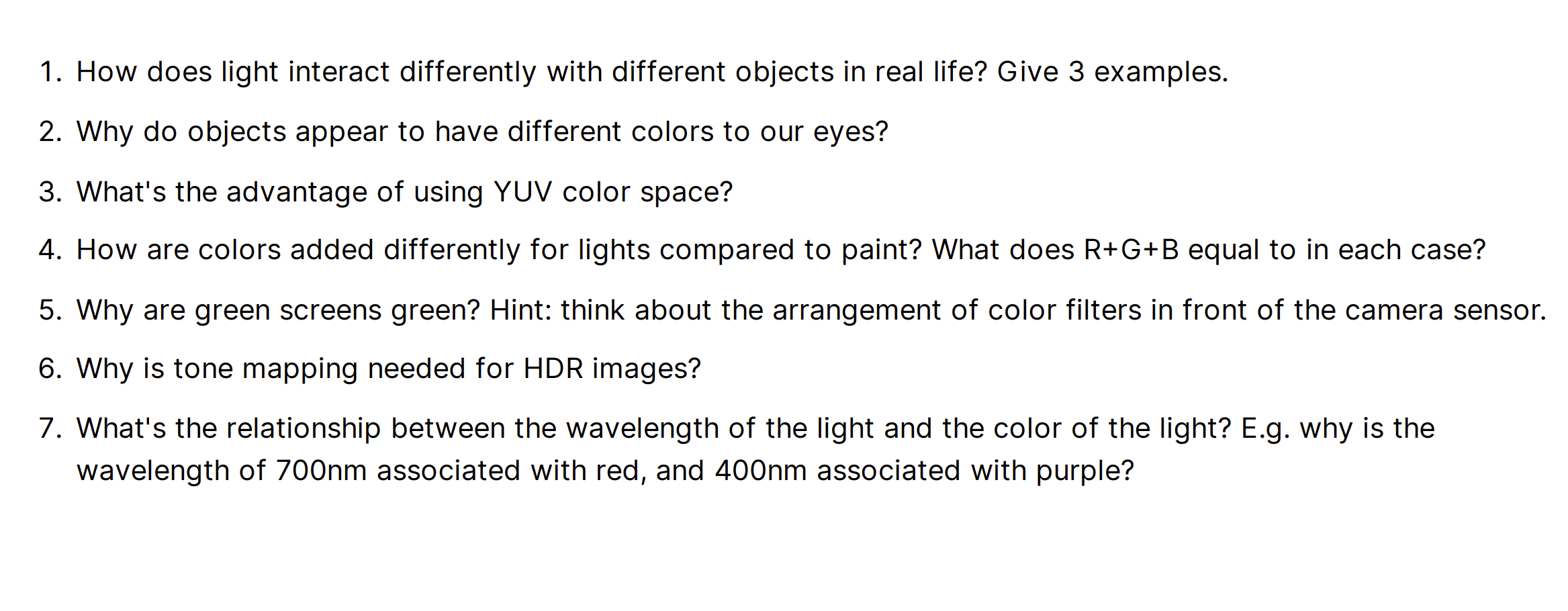 Solved 1. How does light interact differently with different