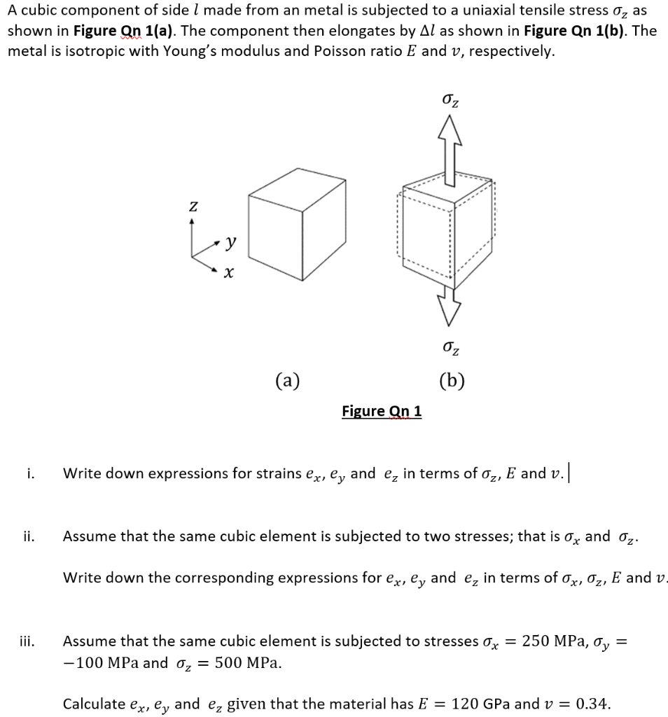 Solved A cubic component of side I made from an metal is | Chegg.com