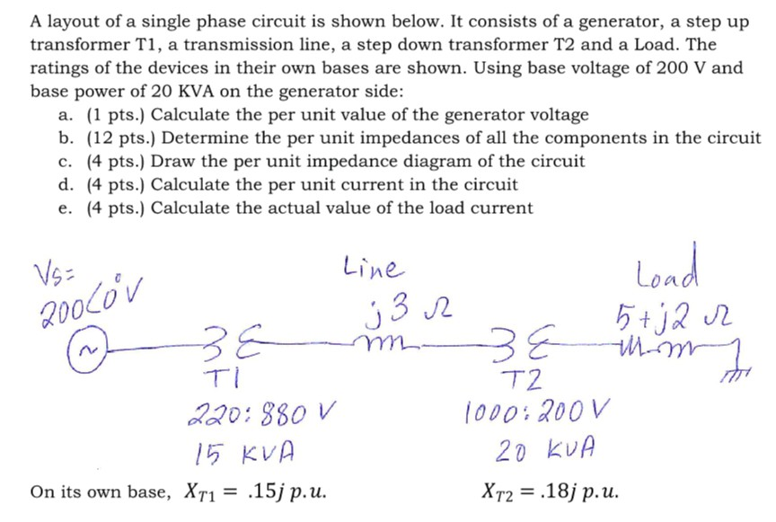 Solved A Layout Of A Single Phase Circuit Is Shown Below. It 