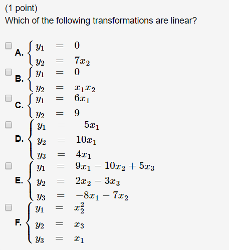 Solved (1 point) Which of the following transformations are | Chegg.com