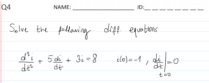 Di Math Solution Solved Q4 NAME: ID: Solve the following diff. equations dai | Chegg.com