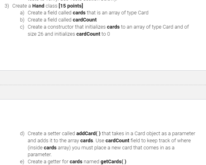 Solved 1) Create a Card class (15 points] a) It should have | Chegg.com