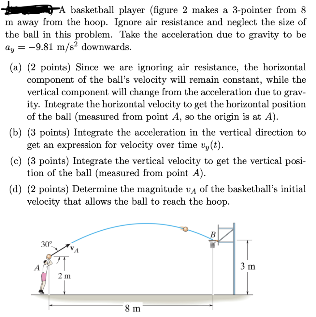 Solved basketball player (figure 2 makes a 3 pointer from 8