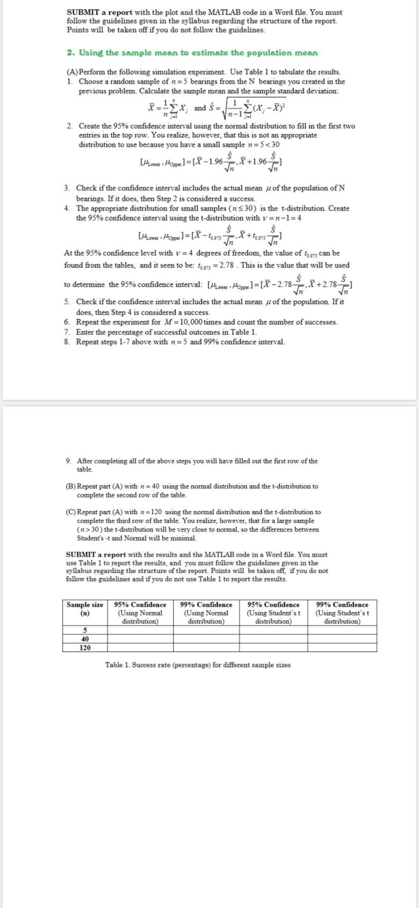 Matlab code: 1. Effect of sample size on confidence | Chegg.com