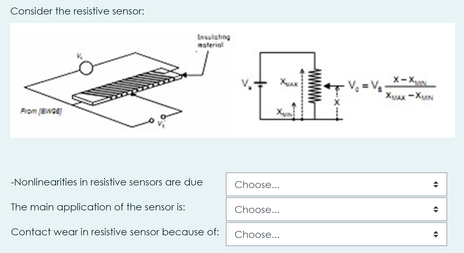 Solved Consider the resistive sensor: Insulating moterial | Chegg.com