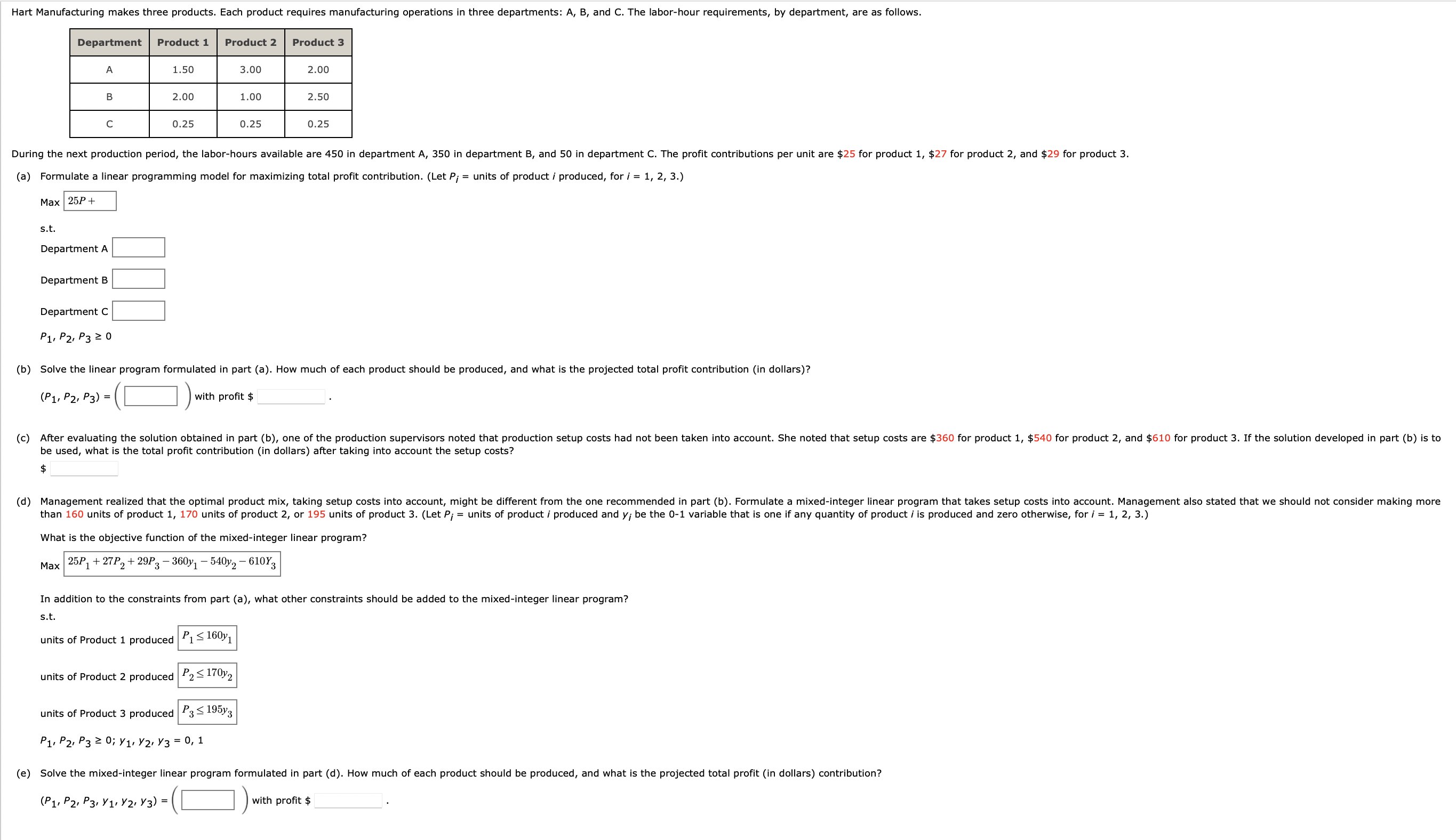 Solved (a) Formulate a linear programming model for | Chegg.com | Chegg.com