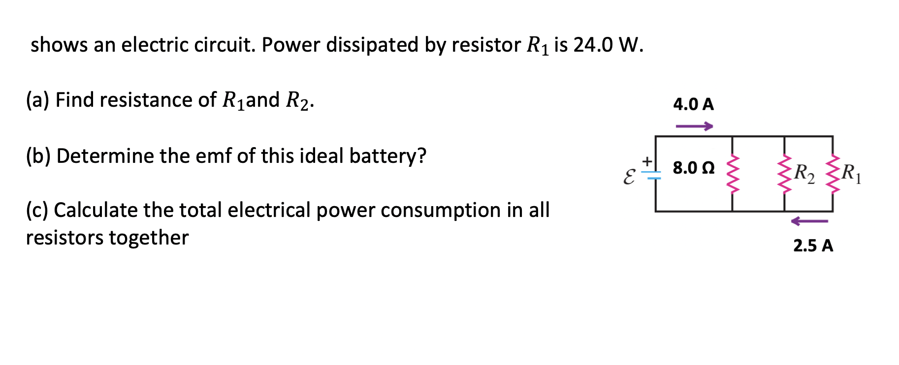 Solved shows an electric circuit. Power dissipated by | Chegg.com