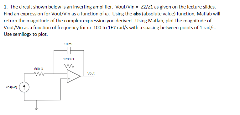 Solved 1. The circuit shown below is an inverting amplifier. | Chegg.com