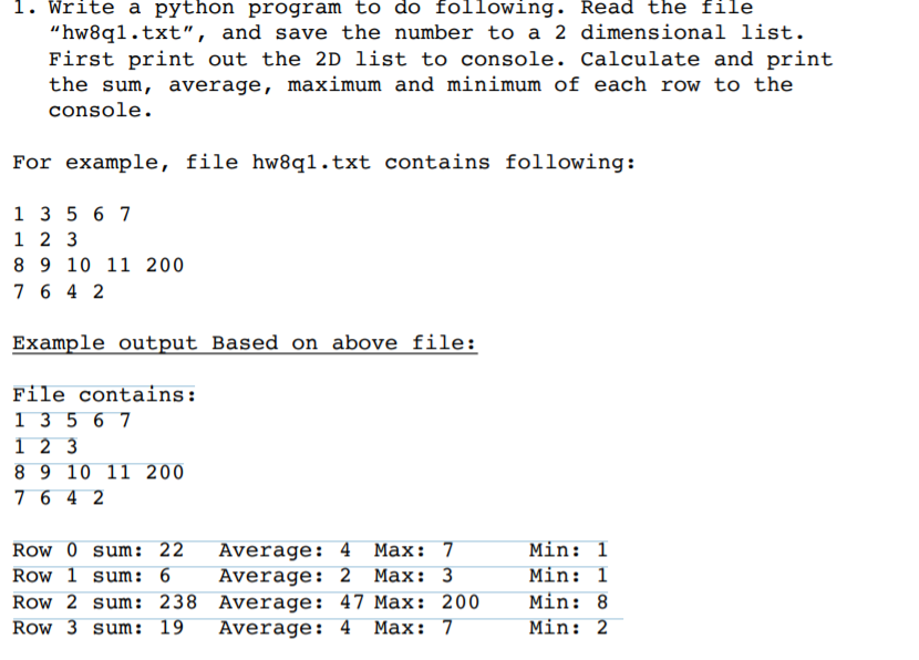 Solved 1. Write a python program to do following. Read the Chegg