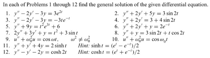 Solved In each of Problems 1 through 12 find the general | Chegg.com