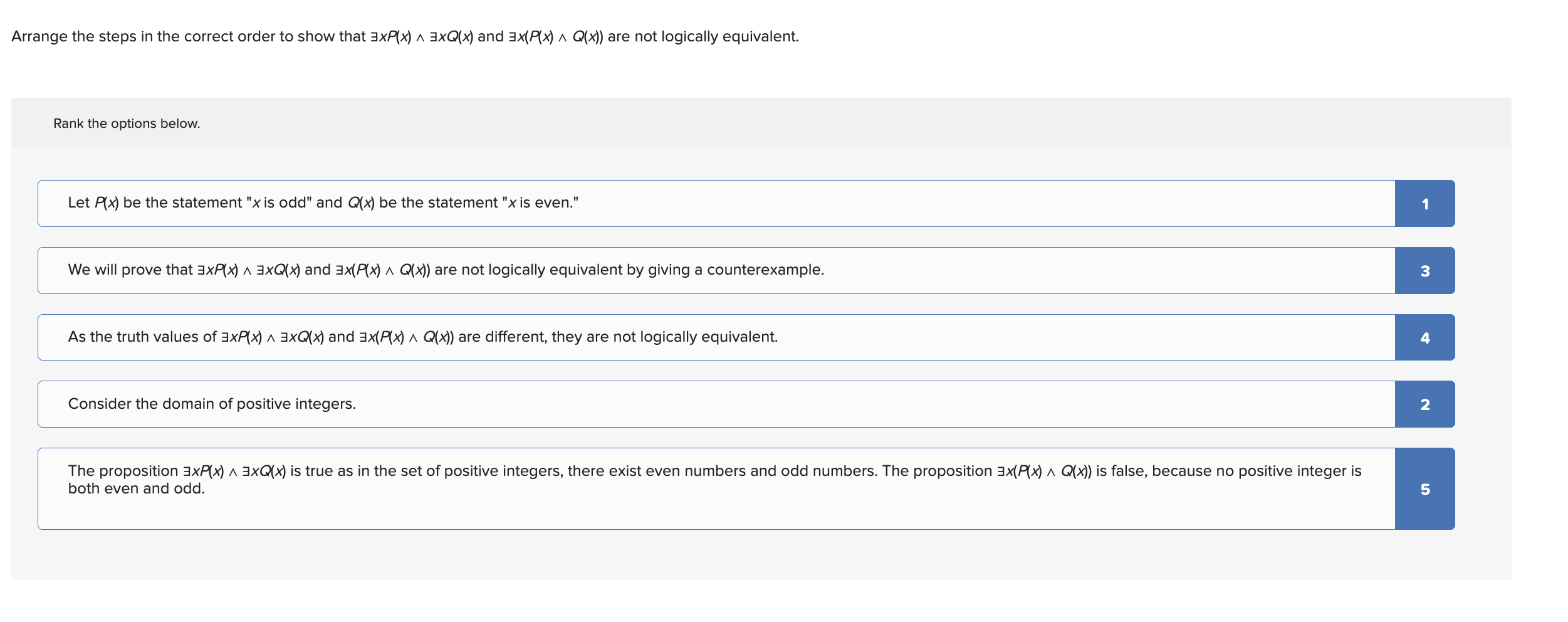 Solved Arrange the steps in the correct order to show that | Chegg.com
