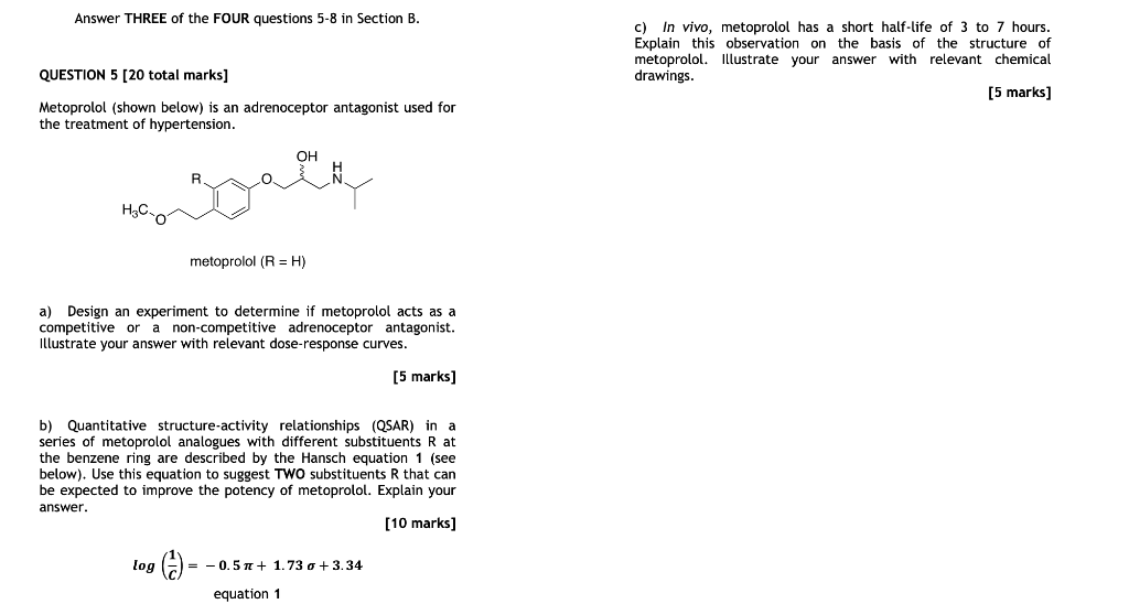 half life of metoprolol