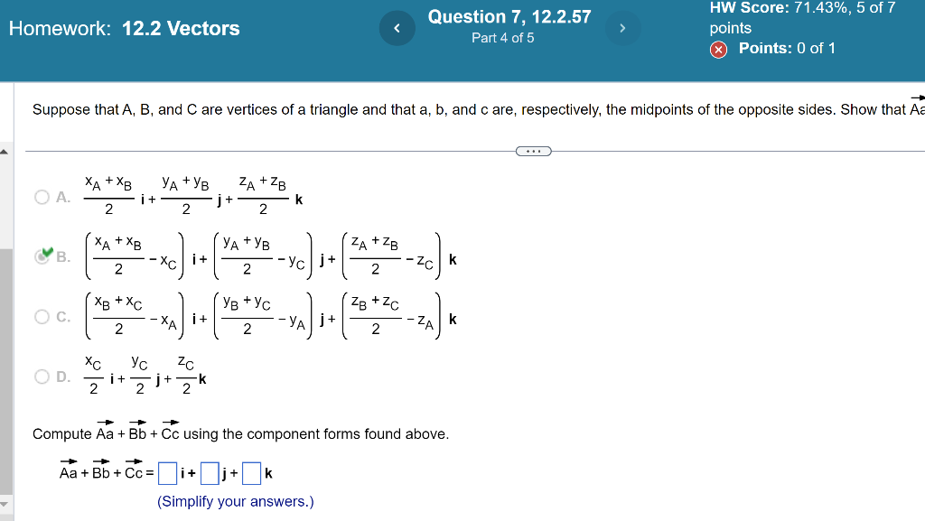 Solved Suppose That A,B, And C Are Vertices Of A Triangle | Chegg.com