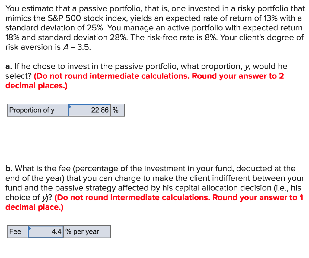 Solved You Estimate That A Passive Portfolio, That Is, One | Chegg.com