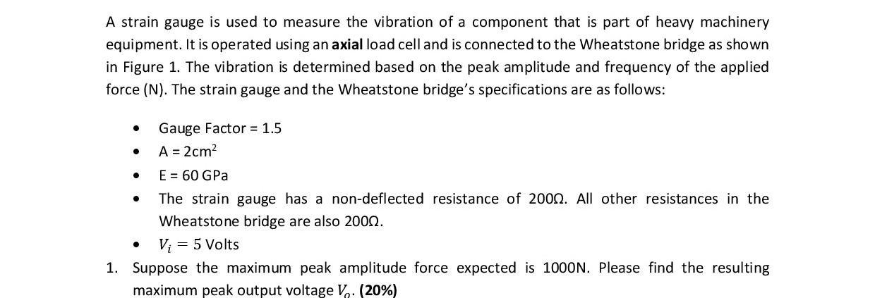 Solved A strain gauge is used to measure the vibration of a | Chegg.com