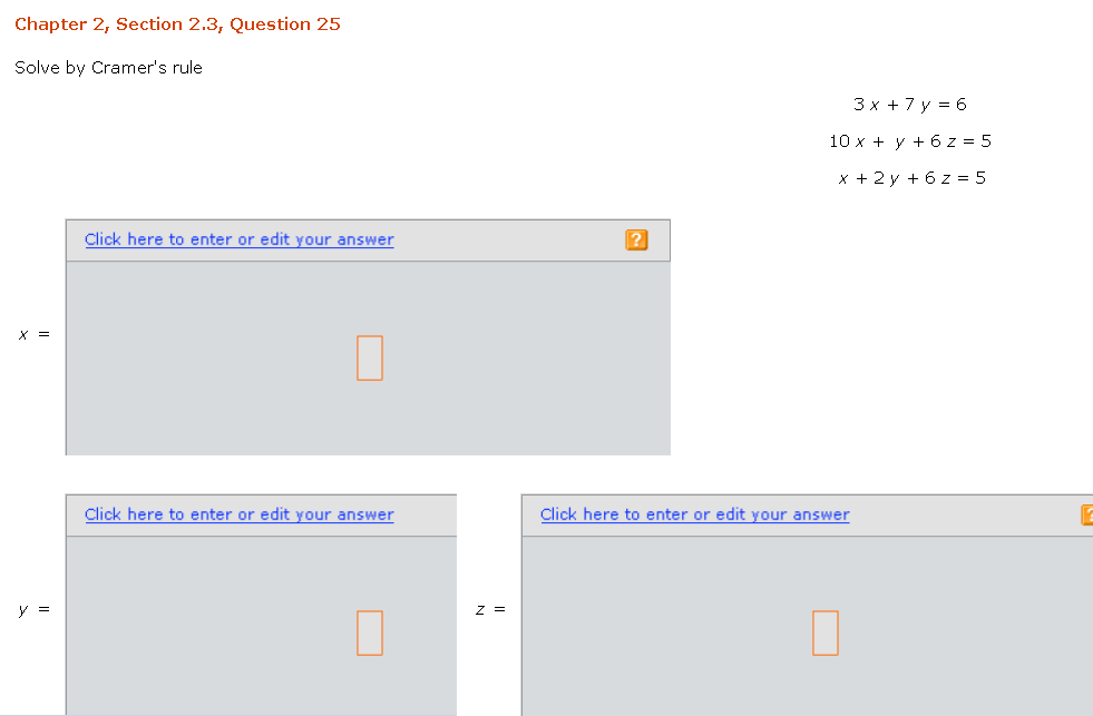 Solved Chapter 2, Section 2.3, Question 25 Solve by Cramer's | Chegg.com