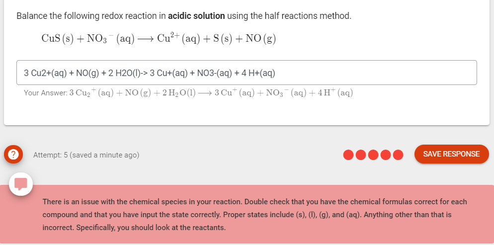 Solved Balance The Following Redox Reaction In Acidic | Chegg.com