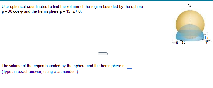 Solved Use spherical coordinates to find the volume of the | Chegg.com