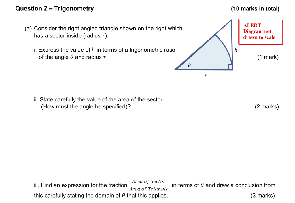 Solved Question 2 - Trigonometry (10 marks in total) ALERT: | Chegg.com