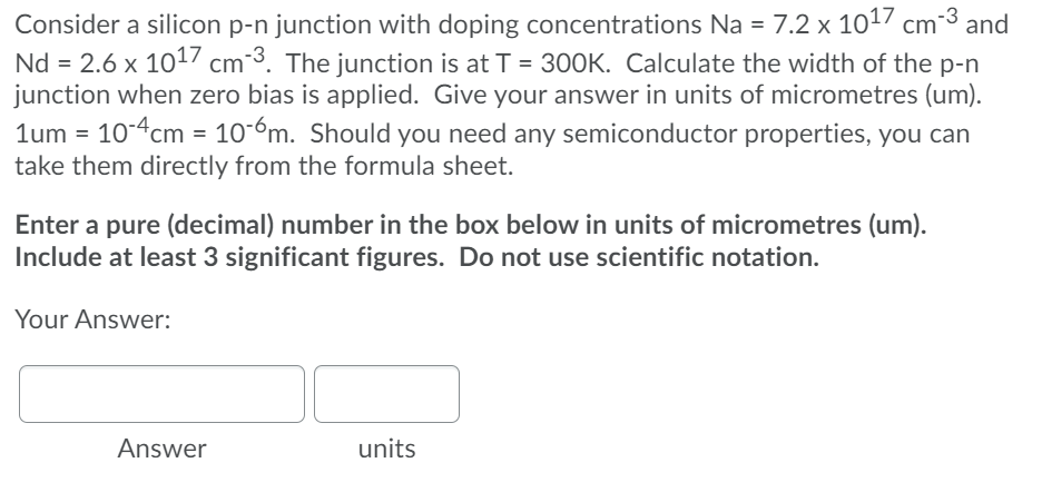 Solved Consider a silicon p-n junction with doping | Chegg.com