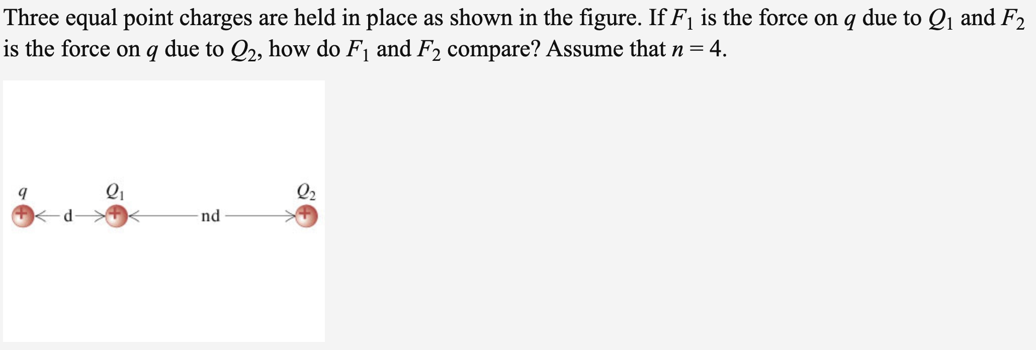 Solved Three equal point charges are held in place as shown