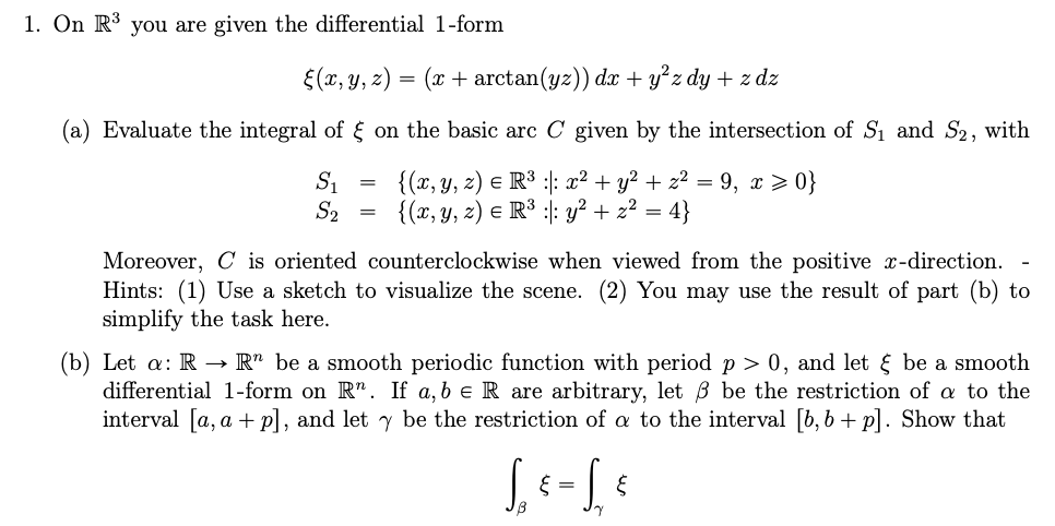 1 On R3 You Are Given The Differential 1 Form F X Chegg Com