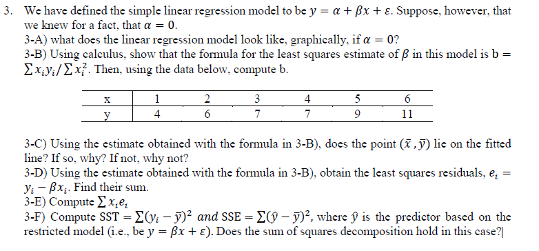 Solved 3. We Have Defined The Simple Linear Regression Model | Chegg.com