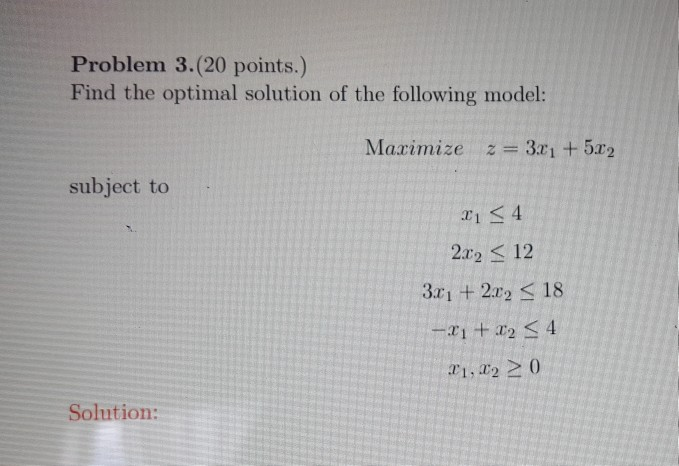 Solved Please Solve The Following Operational Research | Chegg.com