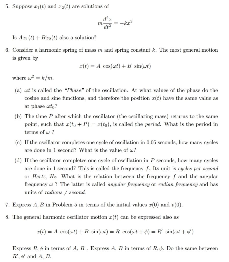 Solved 5. Suppose x1(t) and x2(t) are solutions of | Chegg.com