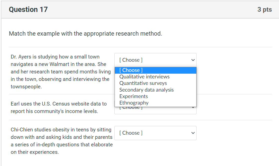 Solved The answer choices given are the same for all | Chegg.com