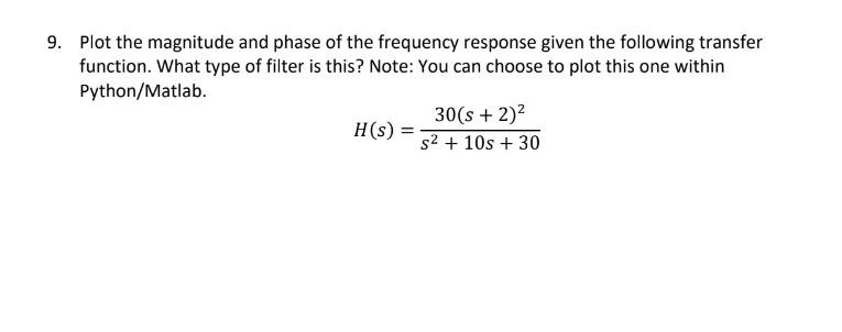 Solved 9. Plot the magnitude and phase of the frequency | Chegg.com