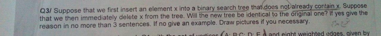 Solved Q3/ Suppose that we first insert an element x into a | Chegg.com